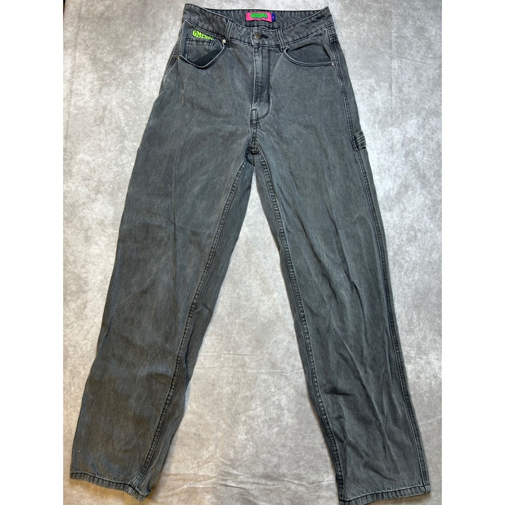 Empyre Women Carpenter Jeans 4 Washed Black Skate Utility Straight Leg Denim